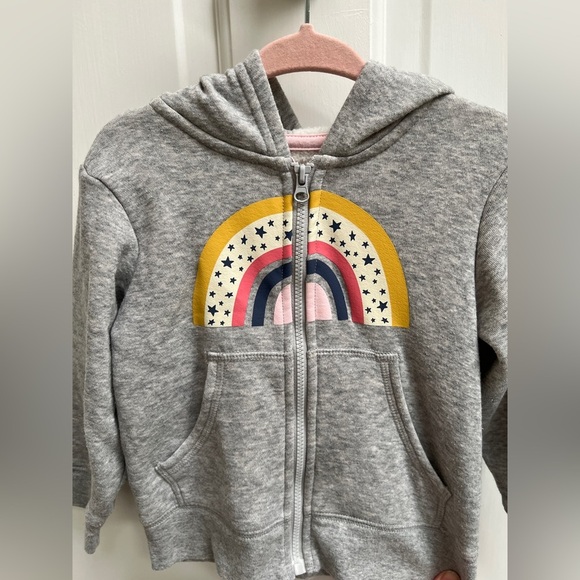Okie Dokie 18M Gray with Colorful Rainbow Zip Up Hoodie - Picture 1 of 3